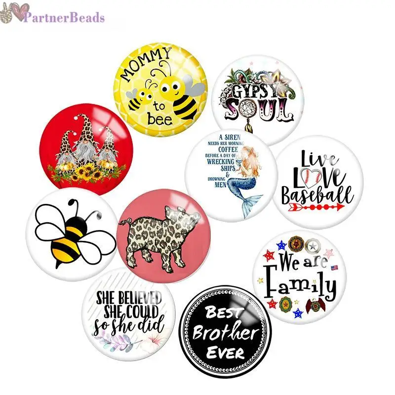 

Words Round Photo Glass Cabochon Demo Flat Back Making Findings 20mm Snap Button N9681