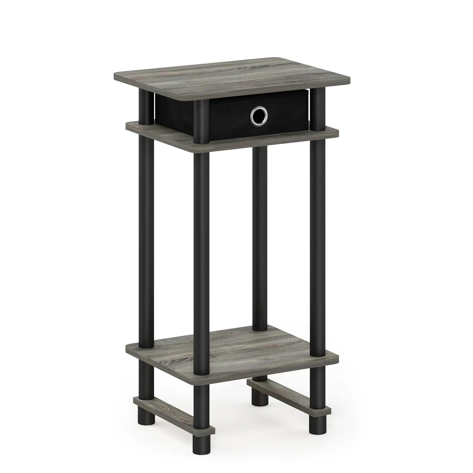 

17017 Turn-N-Tube Tall End Table with Bin, French Oak Grey/Black