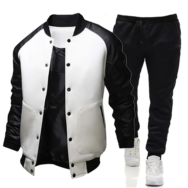 

Men's Tracksuit Sportswear Sets Casual Baseball Jackets Pants Two Piece Set Outdoor Sport Suit Classic Man Fashion Clothing