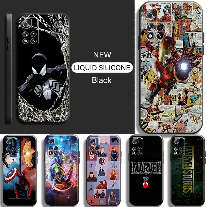 

Marvel Avengers Spiderman For Xiaomi Redmi Note 11 11T 11S Pro 5G Phone Case Cover Soft TPU Funda Black Liquid Silicon Shell