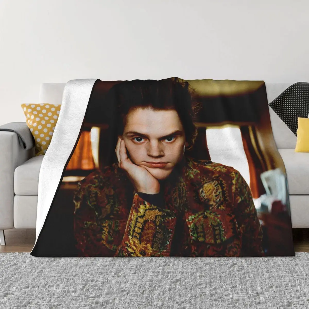 

Evan Peters Actor Blankets Fleece Textile Decor Star Movie Multifunction Warm Throw Blanket for Sofa Bedroom Bedding Throws