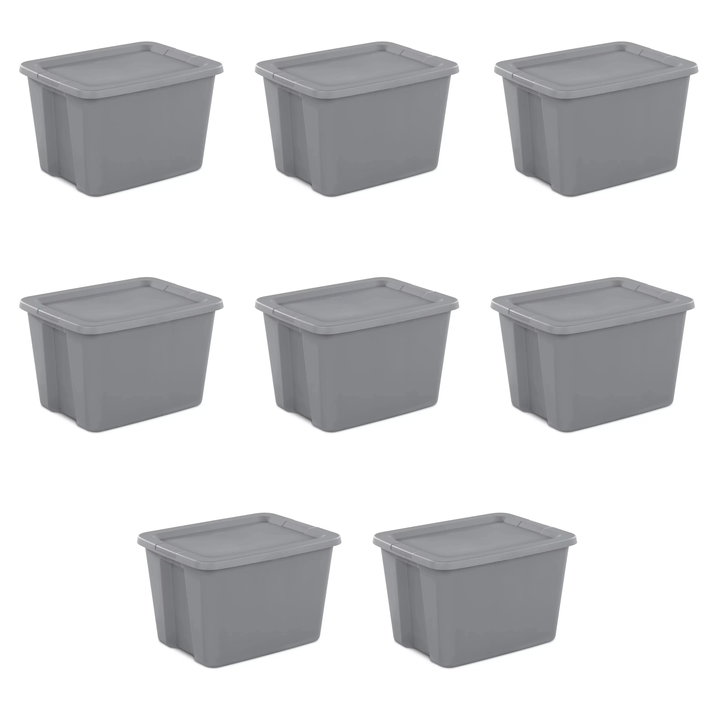 

18 Gallon Tote Box Plastic, Gray, Set of 8