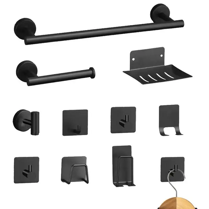 

Matte Black Bathroom Hardware Set Brushed Nickel Towel Bar Set Stainless Steel Towel Holder For Bathroom Wall Including Hand