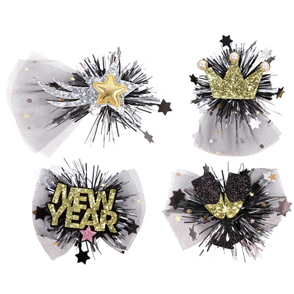 

4 Pcs New Years Hair Accessories Spring Festival Clip Barrette Make Women's Barrettes Clips Accessory Metal Hairpin