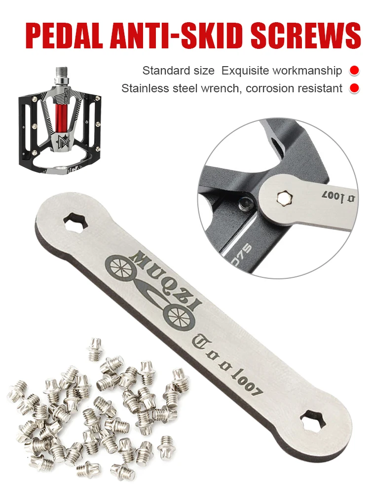 

50pcs Bike Pedal Replacement Screws M4 Pins Bolts MTB Road Folding Bike Pedal Anti-slip Nails With Wrench Bicycle Accessories