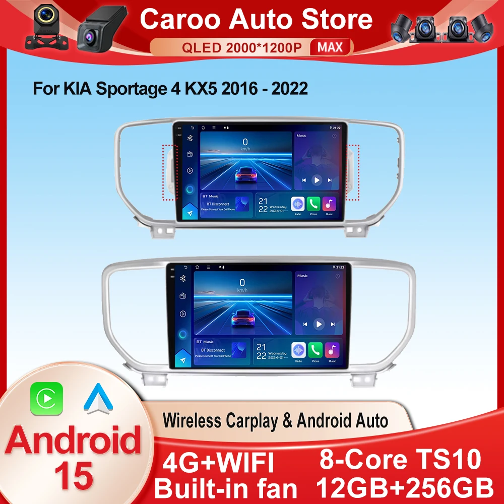 Фото Android 15 для KIA Sportage 4 KX5 2016 2017 2018 Автомобильный радиоприемник Мультимедийная видеонавигация Carplay GPS Стерео 4G WIFI No 2 din dvd №1
