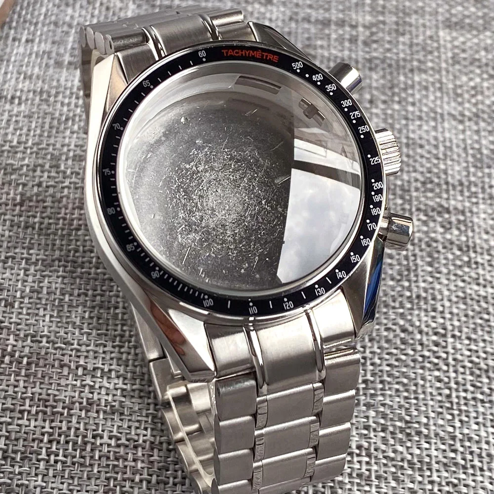 Фото Для Speedmaster 40 мм VK63 серебряный корпус для часов синий зеленый черный серебряный вставка для VK63 кварцевый хронограф механизм стальной браслет №2