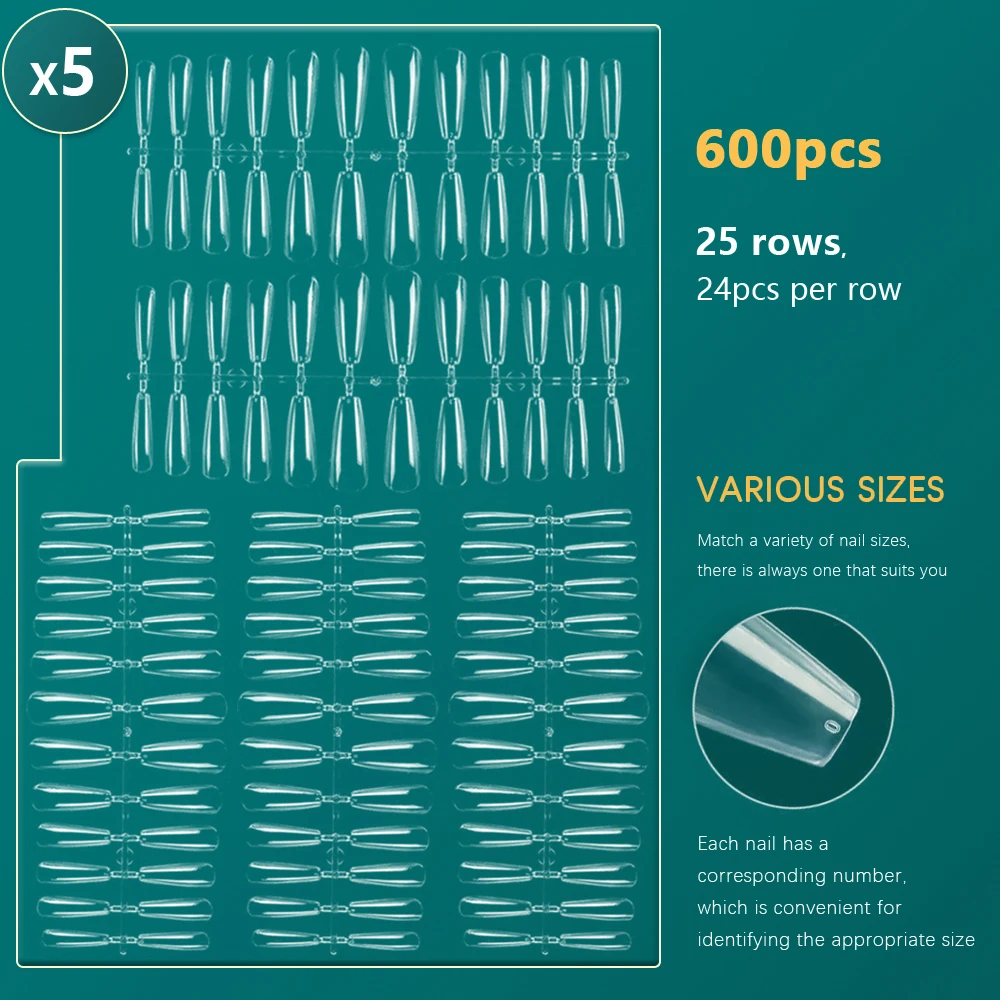 Nailpop 600 шт. профессиональные накладные ногти полуматовый миндальный гроб