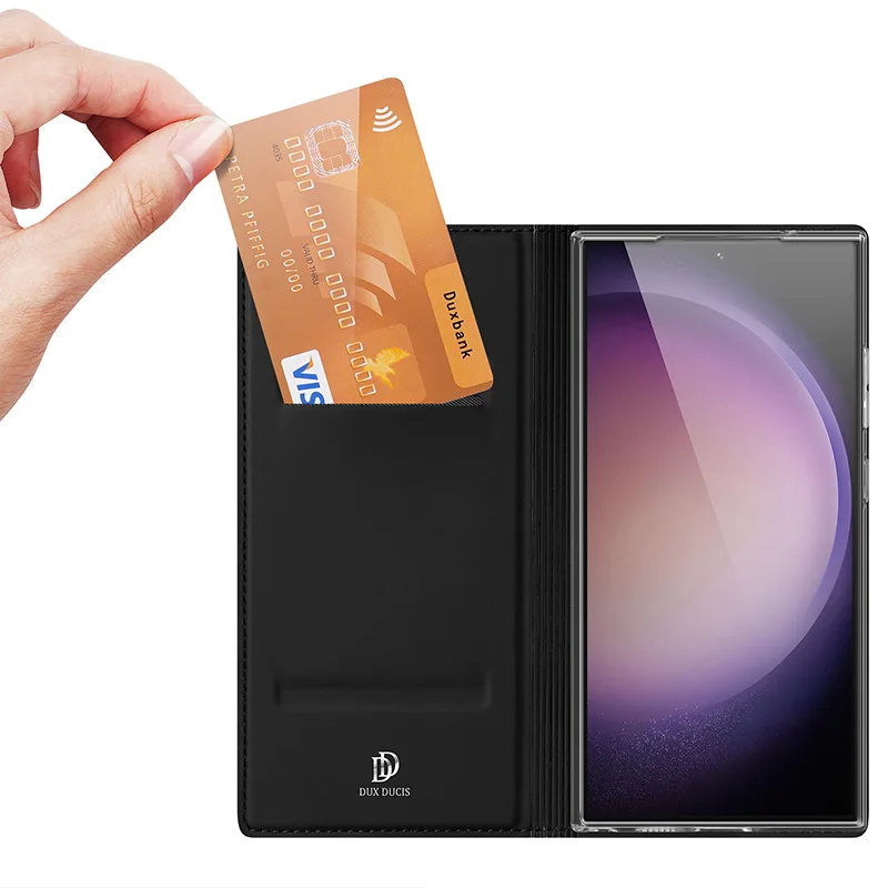Фото Магнитный флип-чехол Dux Ducis из искусственной кожи для Samsung Galaxy S26+ S25 S24 S23 S22 Ultra Fe с отделением для карт, противоударный защитный чехол №2