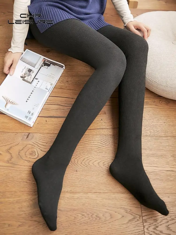 CHRLEISURE Leggings Women Winter Warm Scrunch Leggings Women Plus Velvet Thick Warm Stretchy High Waist Stripes Leggings