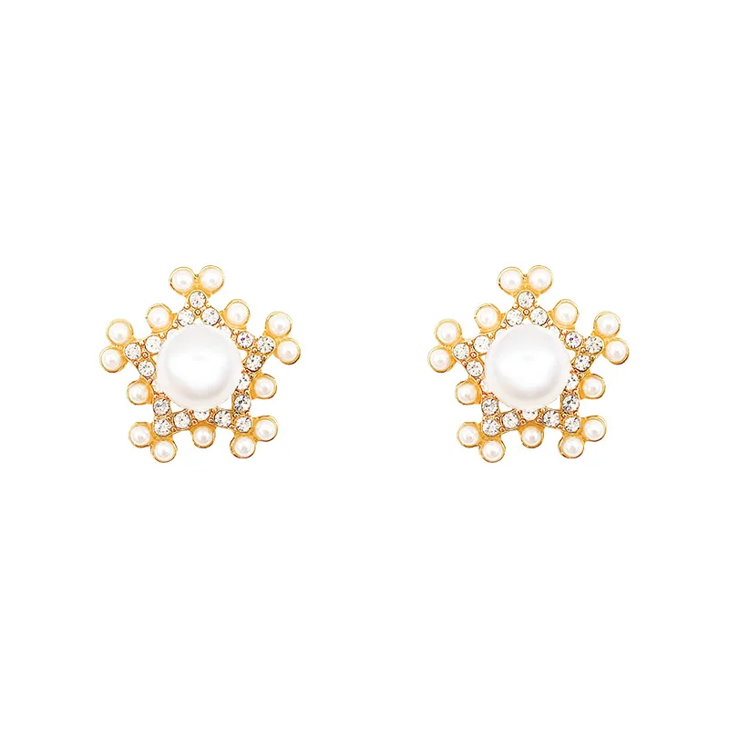 Retro Star Pearl Earrings For Women Korean Version High Sense Zircon Ladies Stud Earings Fashion Jewelry Accessories