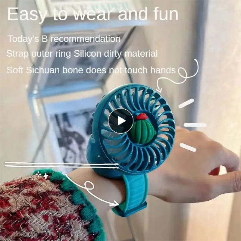 

Couple Electric Fan Silicone Material Not Touching Hands Handheld Charging Mute Fan Mini Portable Wrist Fan Childrens Watch Fan