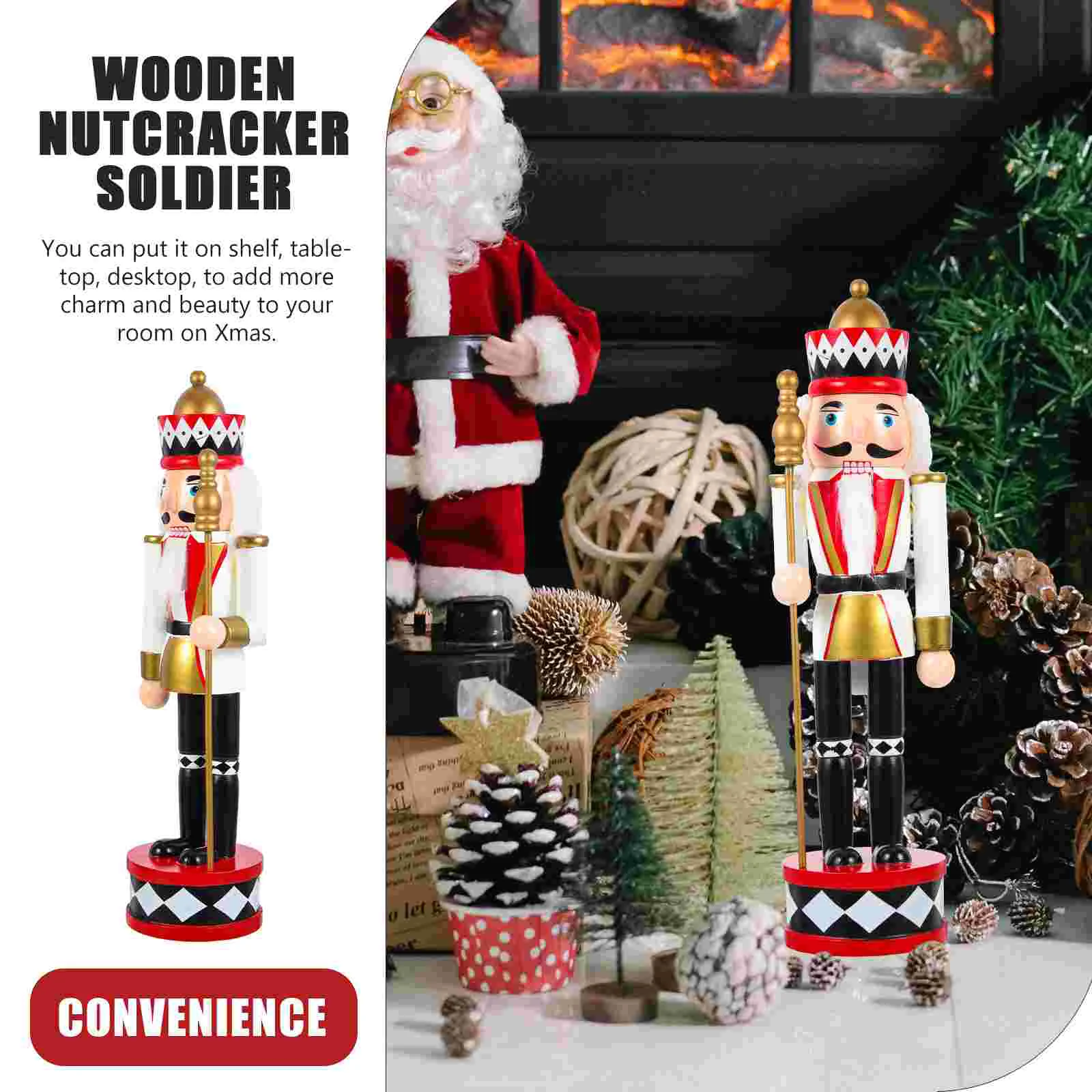 Стоячий барабан Щелкунчик Рождественский деревянный солдат Щелкунчики Ремесло