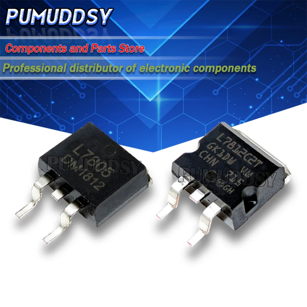 Трехклеммный регулятор L7812CD2T TO-263 L7812 7812 TO263 L7812C2T L7805CD2T L7805SMD, 10 шт.