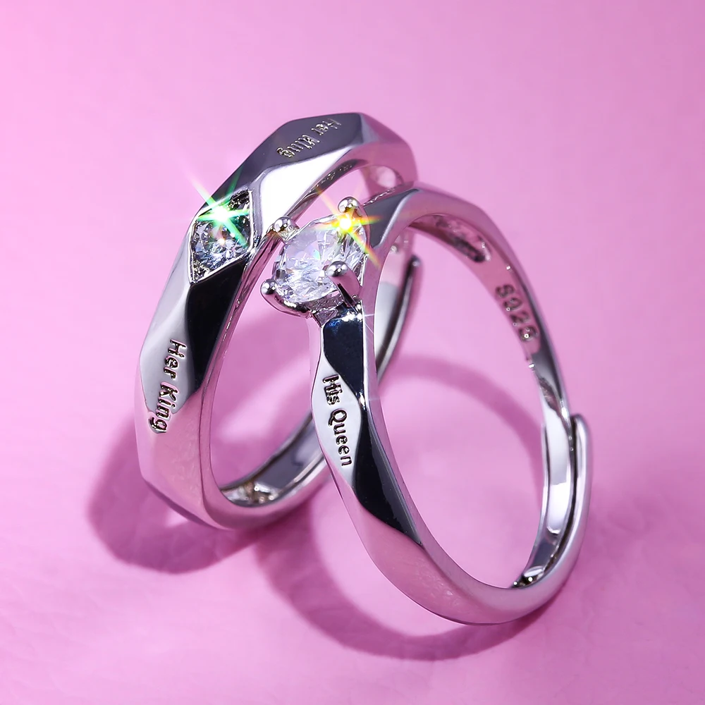 

Wholesale Wedding Bands Couple Rings His Queen Her King Valentine's Day Gift Cubic Zircon Engagement Ring For Lover Jewelry 2022