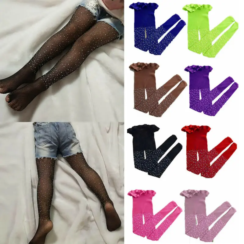 

Baby Girls Rhinestone Fishnet Stockings Children Girl Mesh Pantyhose Hollow Out Tights Girl Stockings