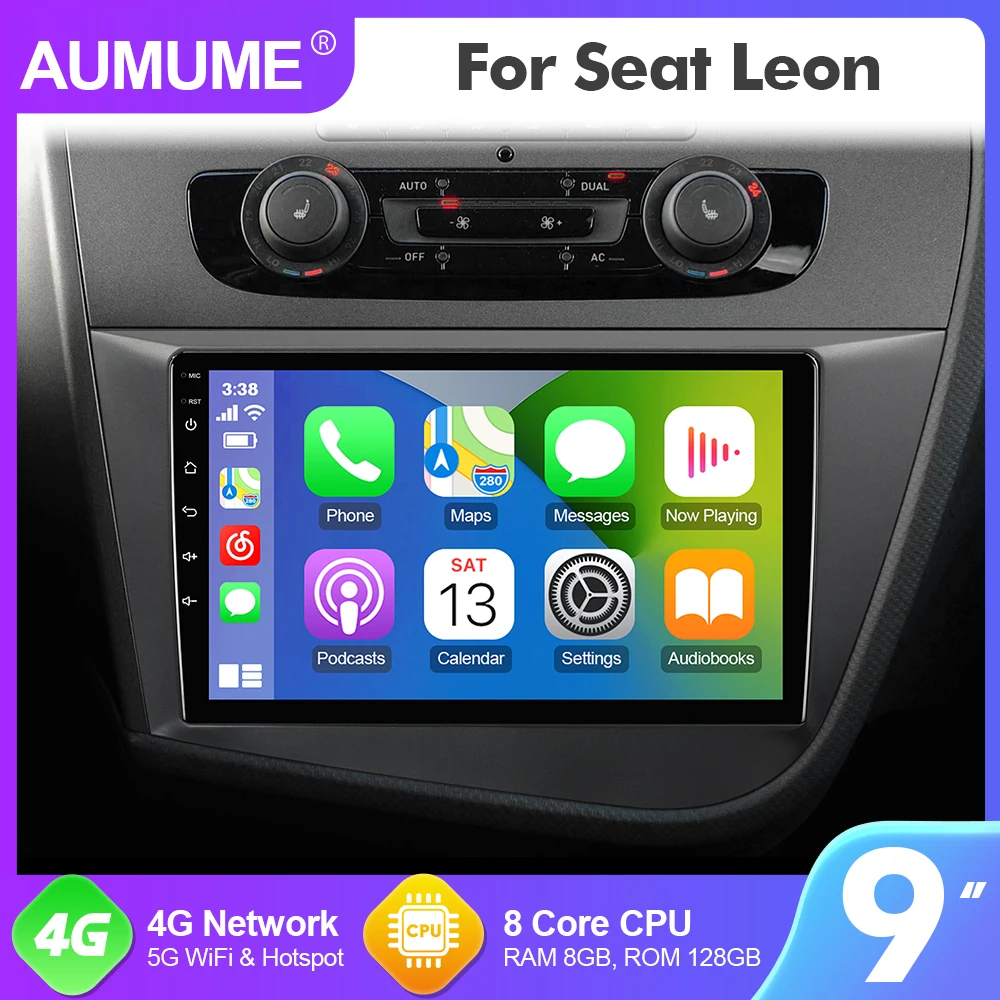 

9 Inch AUMUME Radio Android 12 For Seat Leon 3 MK3 2012-2022 Car Multimedia GPS Player 8 Core RAM 8GB RDS