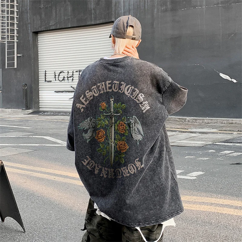 

Мужские хлопковые футболки, винтажная потертая Мужская футболка большого размера, футболки с принтом 5XL для мужчин, мужская одежда