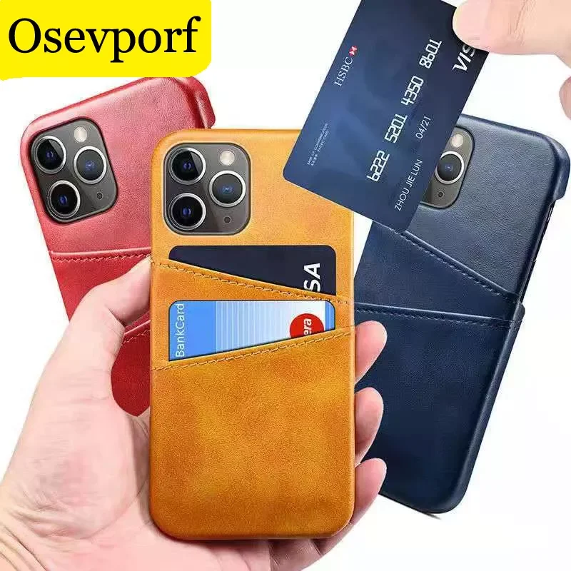 

Leather Card Holder Phone Case For iPhone 13 12 11 Pro Max X XR XS ID Credit Card Slot Blue Capinha For iPhone 6S 7 8 Plus Cover