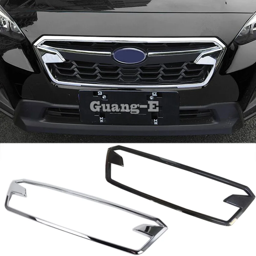 

For SUBARU XV 2018 2019 2020 2021 2022 Body Sticker Cover ABS Chrome/Carbon Trim Front Up Racing Grid Grill Grille Frame 1pcs