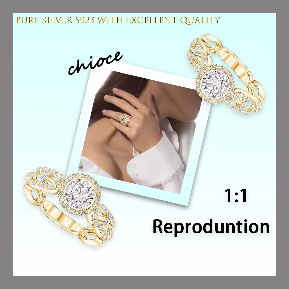 Современные роскошные и модные кольца из чистого серебра s925 элегантные