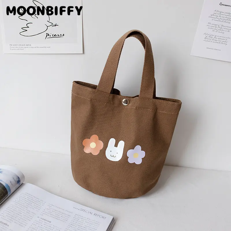 

Lunch Bags Hand Bucket Candy Color Female Canvas Bag Korean New Fashion Student Lunch Box Bento Bag Bucket Carry Small Bag