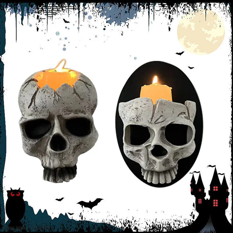 

Resin Decorative Hangers Gothic Skull Wall Lantern Halloween Decoration Crafts Skull Wall Hangers Resin Crafts