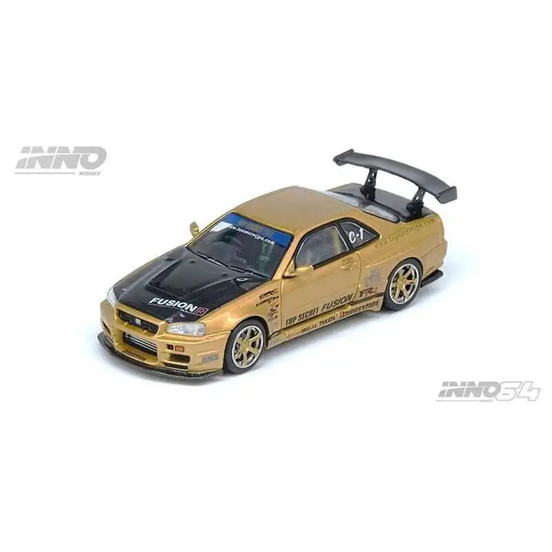 Фото INNO в наличии 1:64 TOP SECRET Nissan Skyline R34 GTR Золотая литая диорама Коллекция моделей автомобилей Миниатюрные игрушки №4