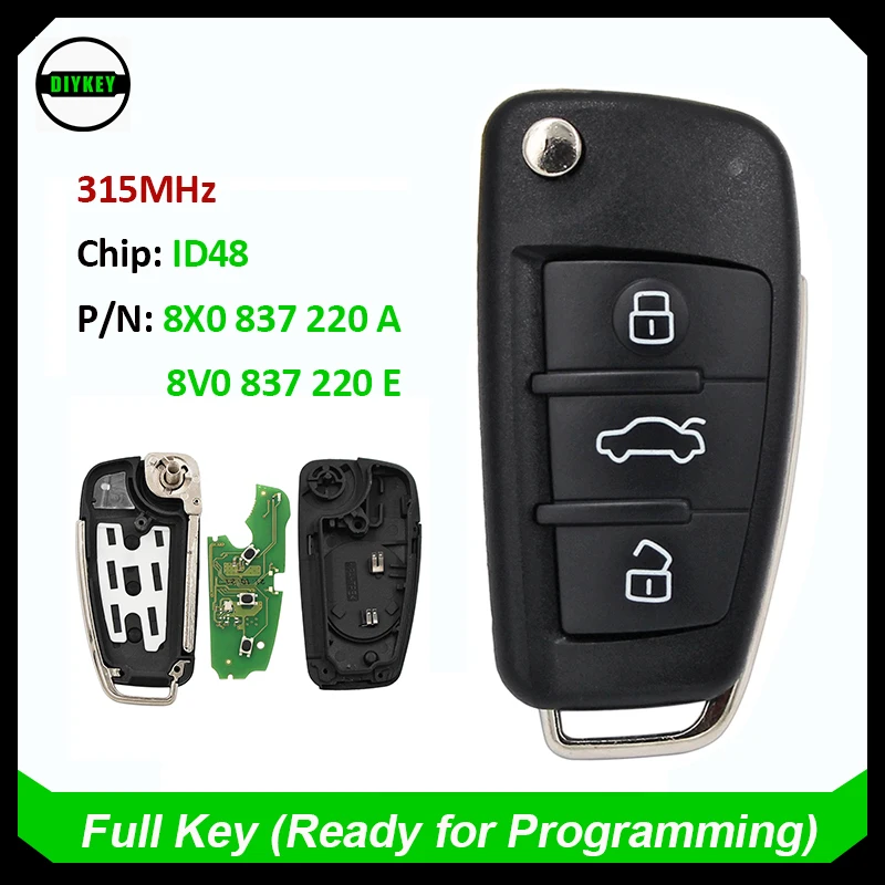 Ключ дистанционный DIYKEY 8V0 837 220 E / 220A 315 МГц для Audi A3 S3 2012 - 2017