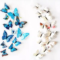 2022 12pcs wall stickers set 3d butterfly colorful double layers wall stickers on the wall for party decoration waterproof mater