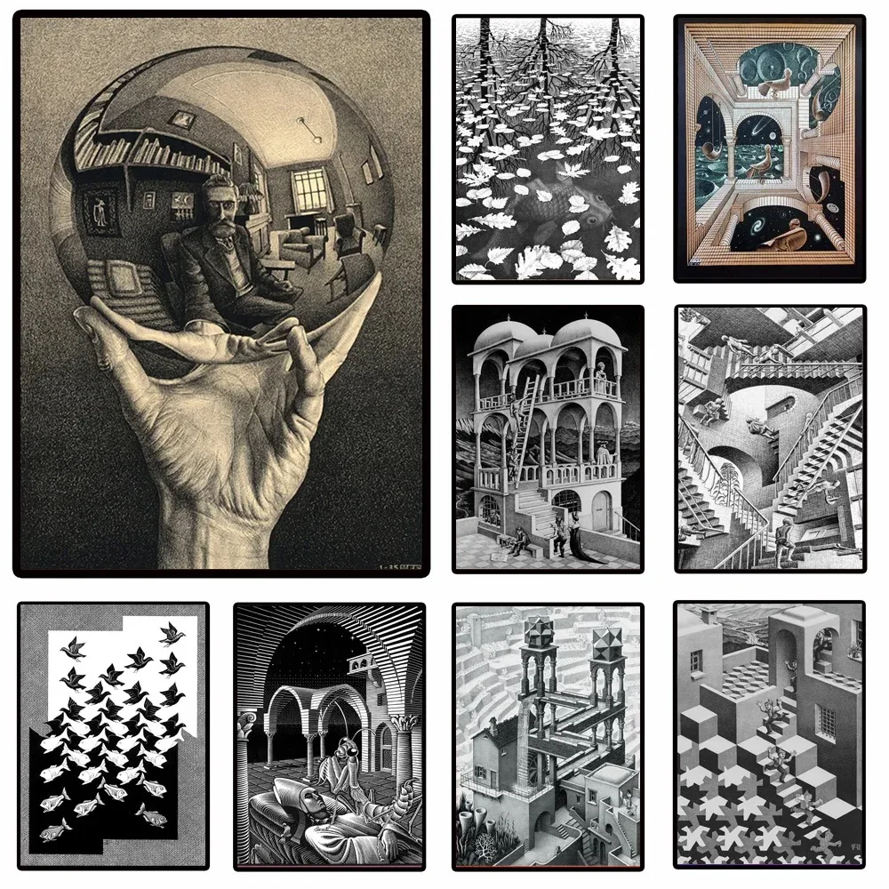 Эшера Геометрическое Искусство Винтаж Плакат Печать На Холсте Кухня Гостиная