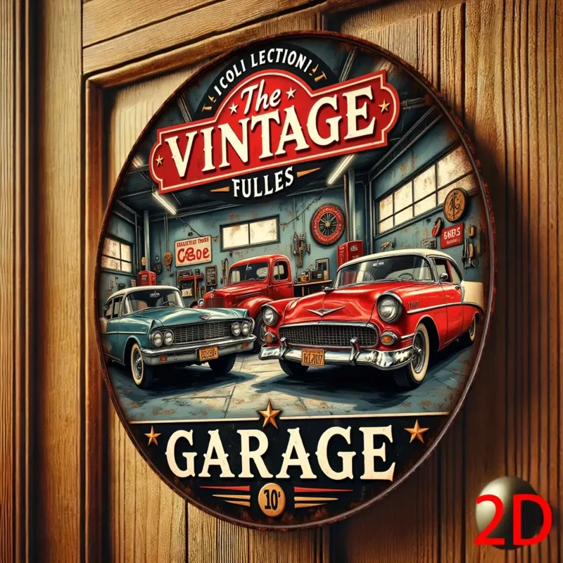 

Винтажная 2D Алюминиевая Круглая Настенная Табличка В Ретро-стиле Для Гаража С Изображением Классического Автомобиля И Инстру...