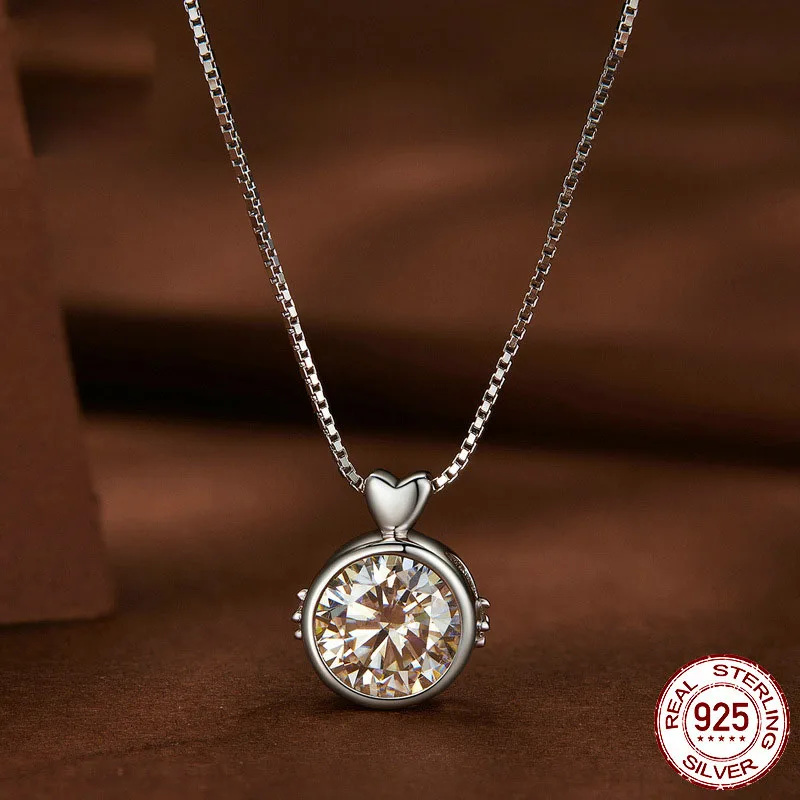 

Explosive Accessories Sterling Silver S925 One Carat Mossan Stone Necklace Platinum-Plated Jewelry Women'S Jewelry Souvenir Gift