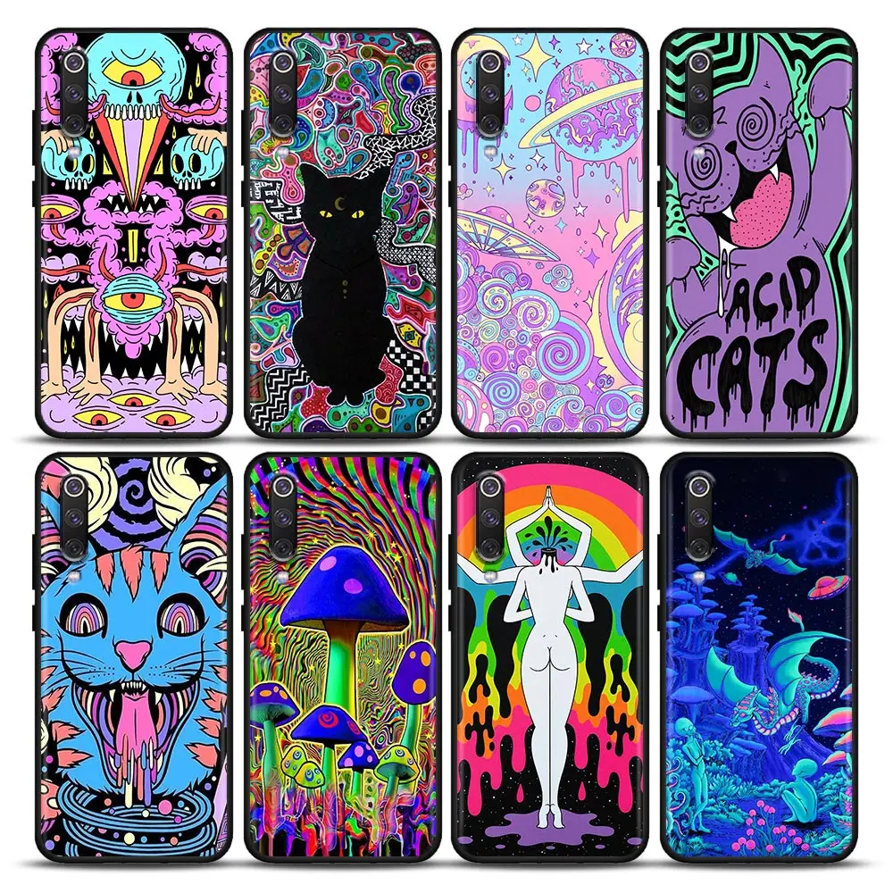 

Colourful Psychedelic Trippy Art Phone Case for Xiaomi Mi 9 9T SE 10T 10S Mi A2 Lite CC9 Note 10 Pro 5G Soft Silicone