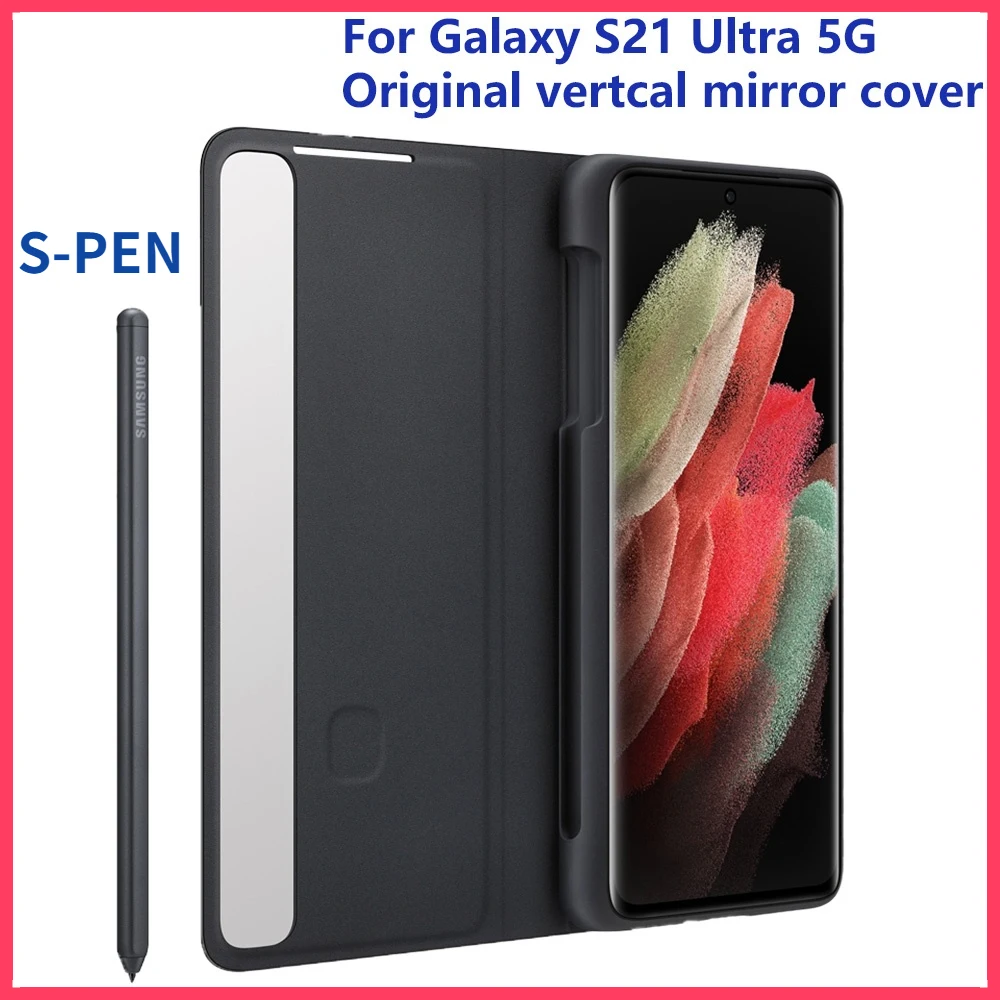 

Original Samsung Mirror Cover Clear View Phone Case For SAMSUNG Galaxy S21 Ultra 5G S-Pen S-View Flip Cover Intelligent Cases
