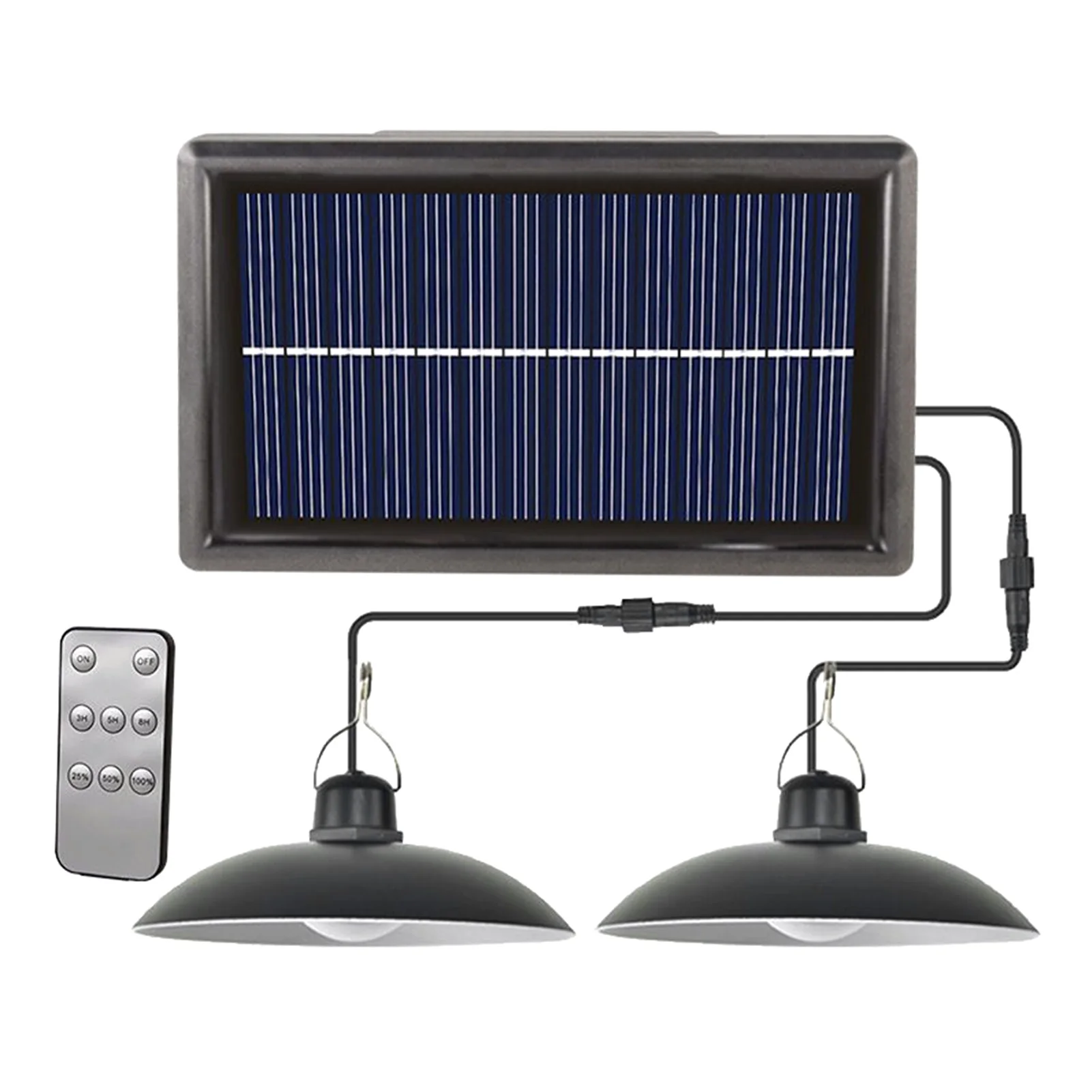 

Remote Control Balcony Shed Auto On Off Double Head IP65 Waterproof Garage Indoor Outdoor Led Solar Pendant Light Yard Patio