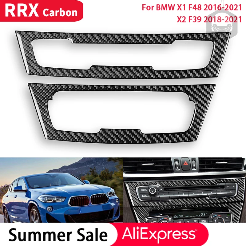 

Car CD Air Conditioning Control Panel Frame Trim Cover Carbon Fiber Sticker for BMW X1 F48 X2 F39 2016 2017 2018 2019 2020 2021