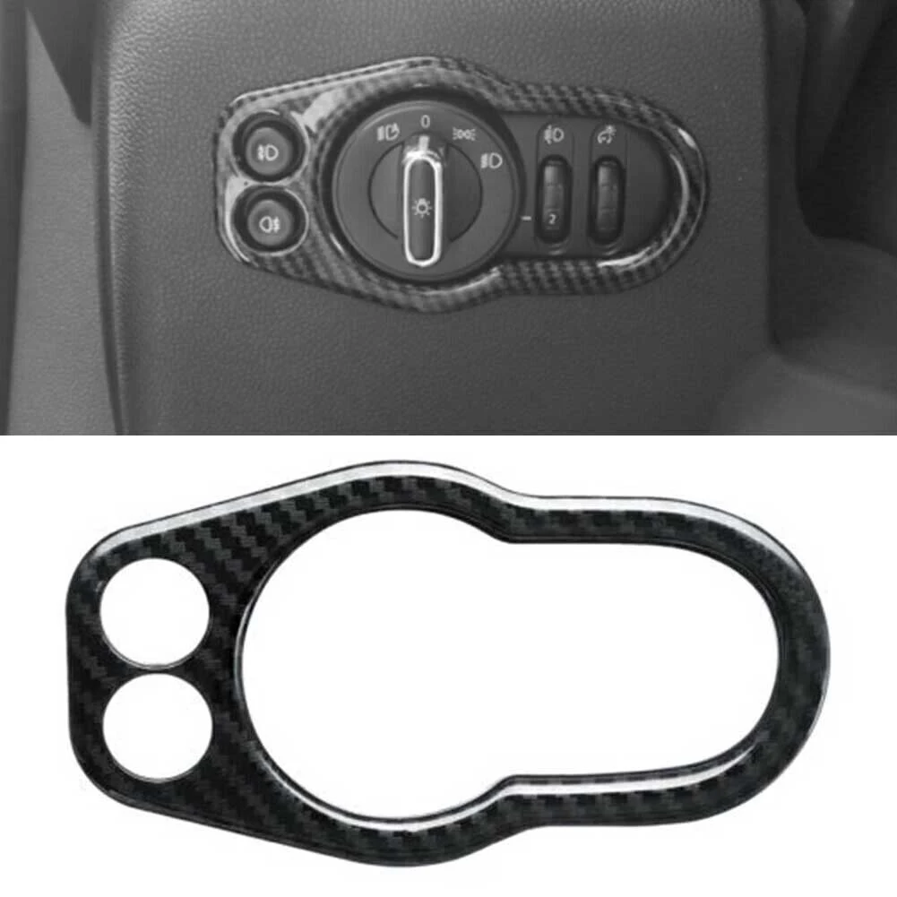 

For Mini For Cooper F55 F56 F57 Carbon Fiber Look Headlight Switch Cover Trim Stickers Car Accessories