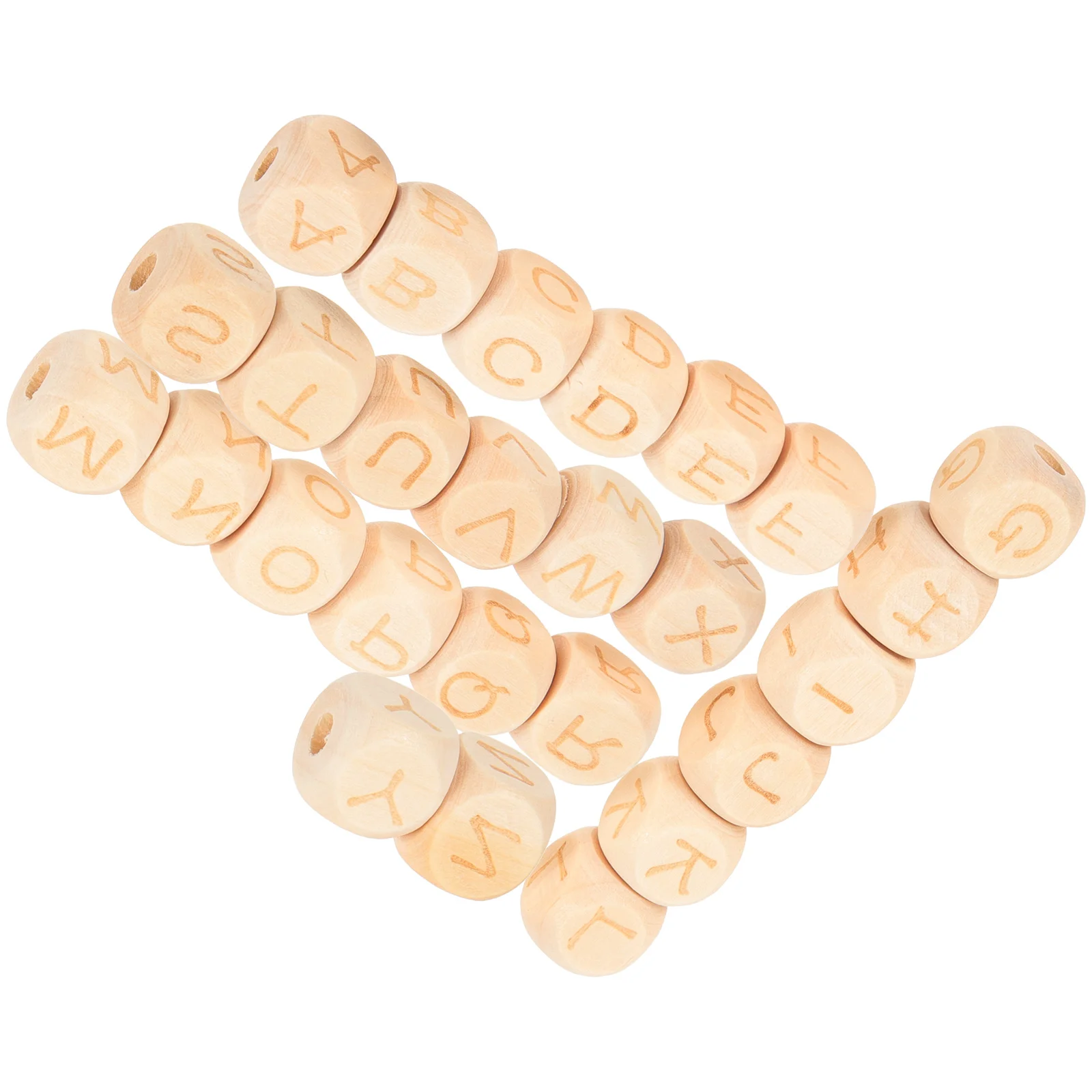 

26 Pcs Dice Kids Learning Letter Toys Square Large Building Blocks Portable Alphabet Wooden Preschool
