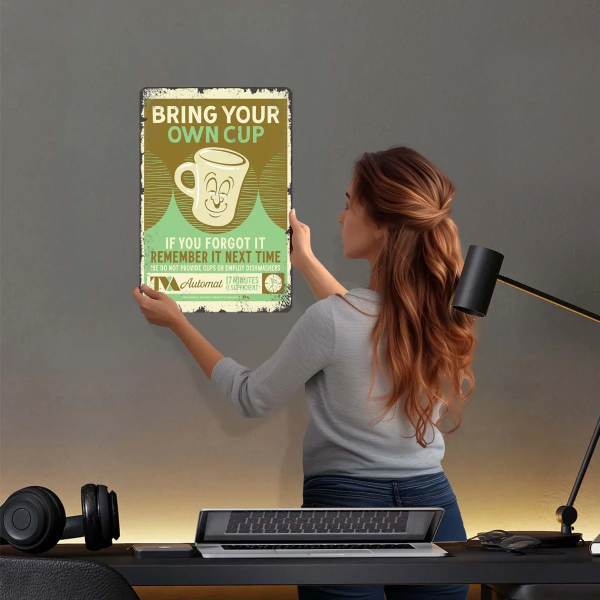 Принесите свой собственный стаканчик металлическая вывеска забавный плакат