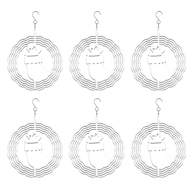 

6Pack 8 Inch Sublimation Wind Spinner Blanks Christmas Socks Wind Spinners Hanging Wind Spinners For Outdoor Garden Easy Install