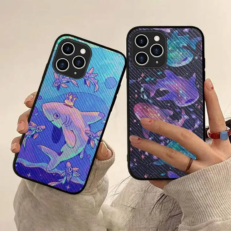 

Cute Shark Phone Case Hard Leather Case for iPhone 11 12 13 Mini Pro Max 8 7 Plus SE 2020 X XR XS Coque