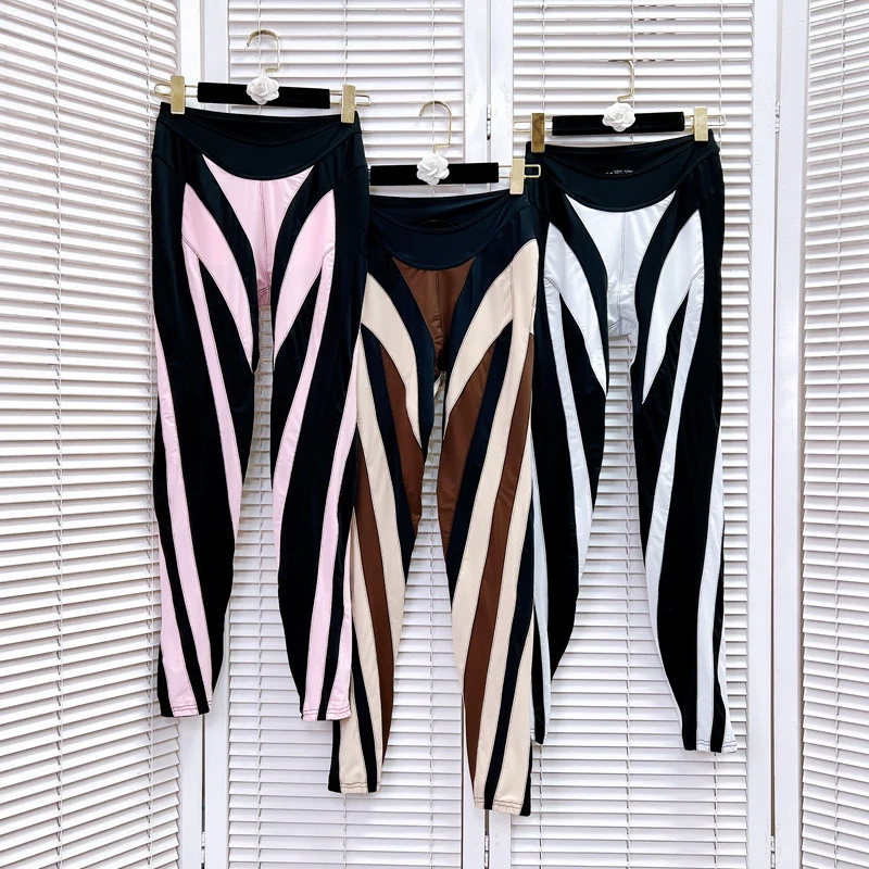 

Женские леггинсы для спортзала Y2k, пикантные Сетчатые эластичные облегающие штаны контрастных цветов для девушек, удобные эластичные штаны для йоги