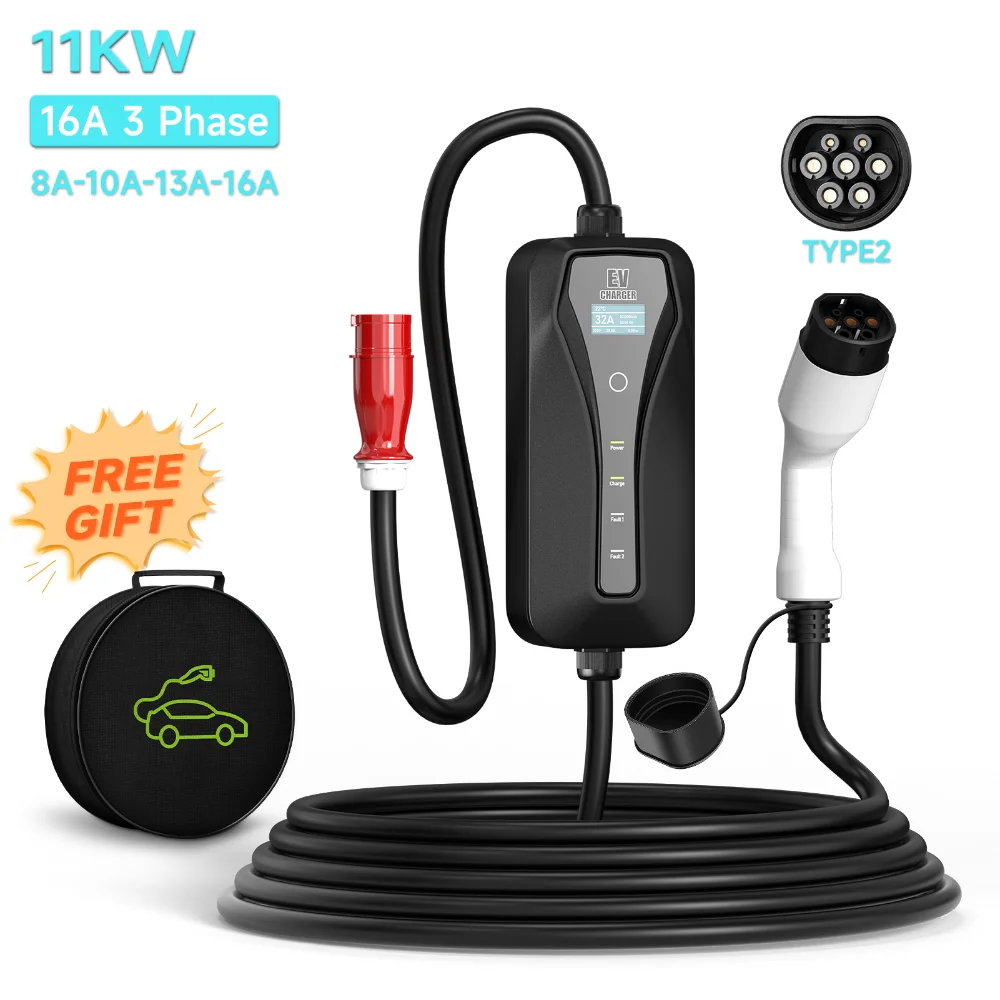 Портативное зарядное устройство, 11 кВт, 16 А