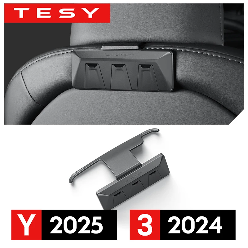 Фото Крючок для спинки сиденья для Tesla New Model Y Juniper 2025 Launch Model 3 Highland 2024, несколько крючков, складная конструкция №1