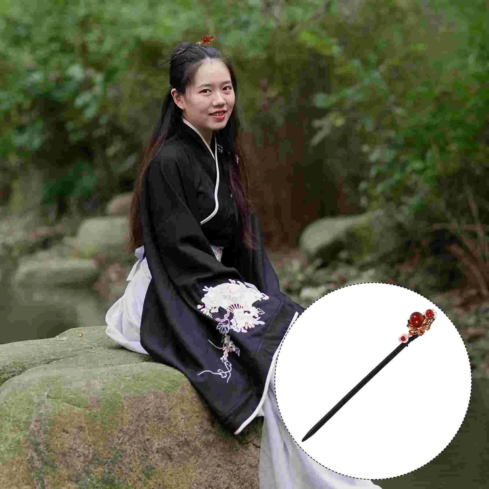 

Classical Long Hairpin Stick Chinese Costume Accessory Bride Fork Decor