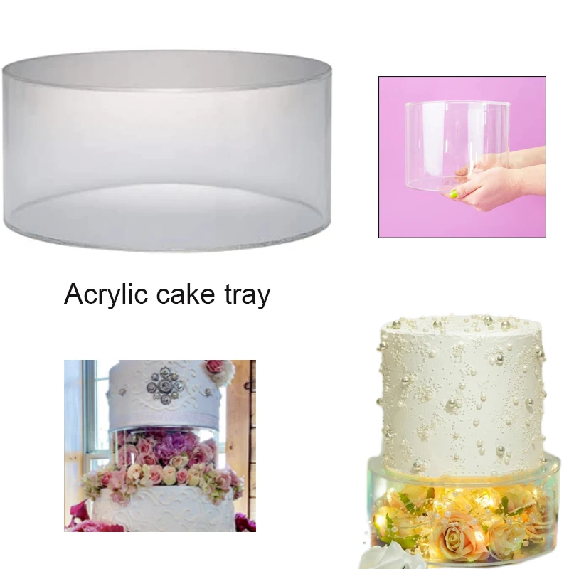 

Round Clear Acrylic Fillable Cake Display Board Cake Edge Smoother Scraper Decor Baking Tools Acrylic Fillable Cake Stand Tools