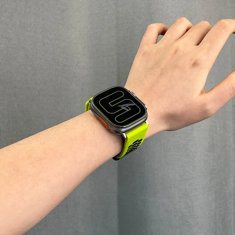 Silicone Strap For Apple watch ultra 49mm Sport Bracelet iwatch Series 8 se 7 6 5 4 band 45mm 44mm 42mm Belt Double Color Strap