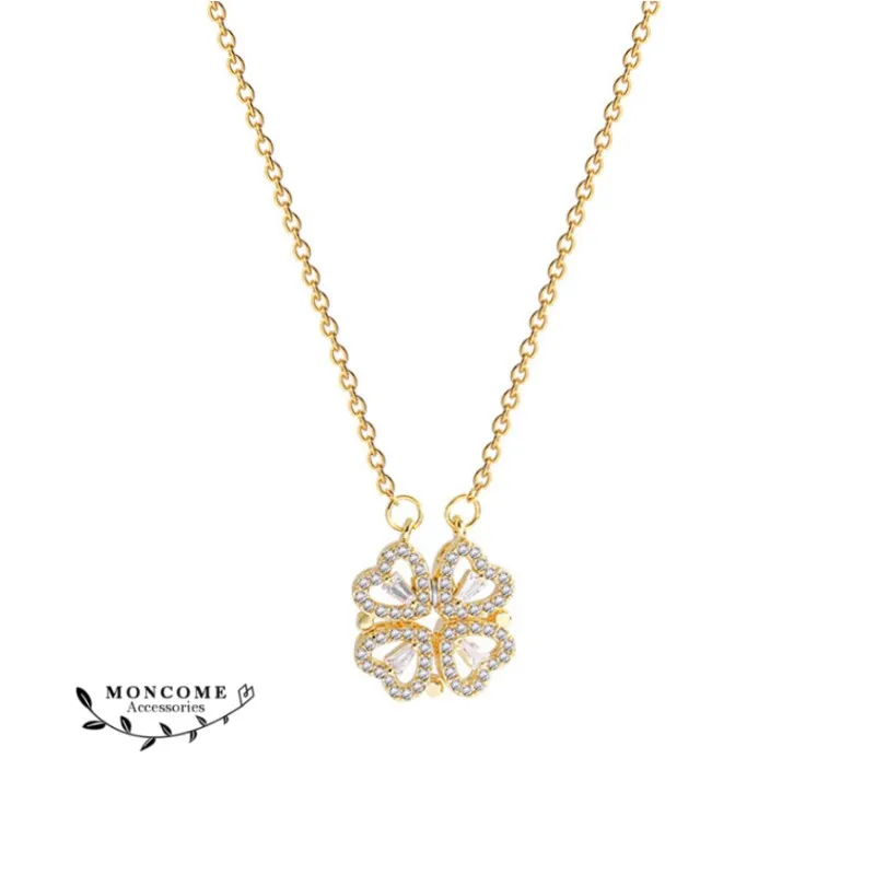 Ожерелье с подвеской в виде четырех листьев для женщин необычное колье 4