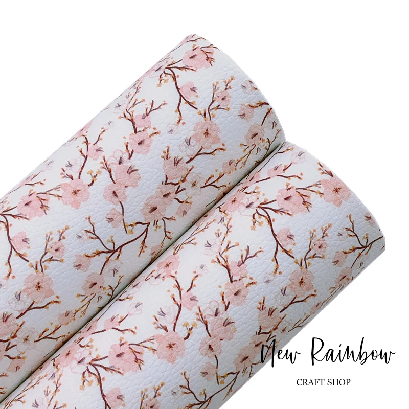 Новый Радужный 30x22 см весенний цветок вишни искусственная кожа для детских